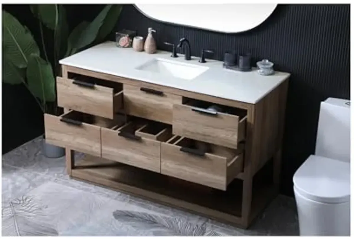 Elegant Lighting 54 Inch Single Bathroom Vanity in Natural Oak