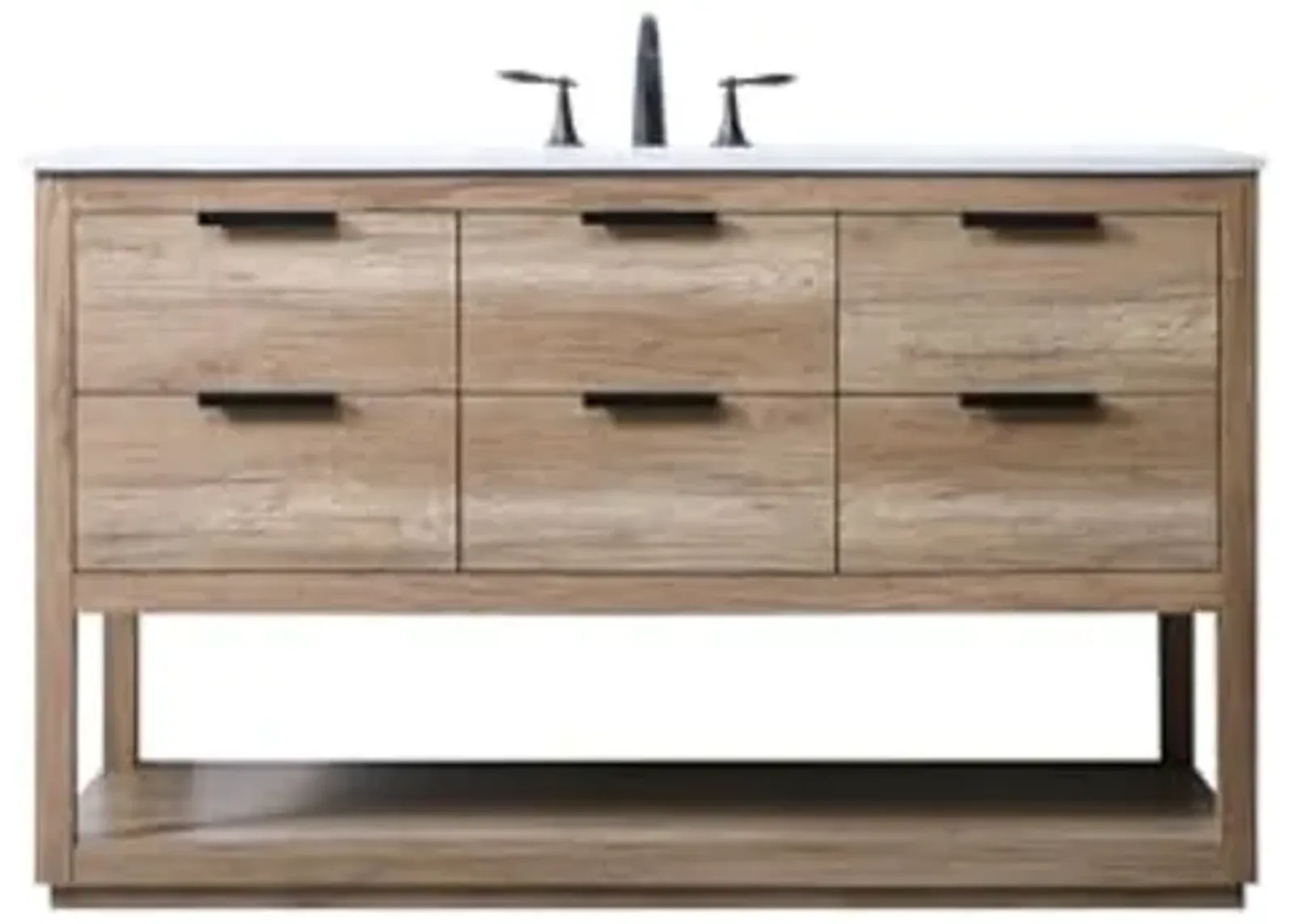 Elegant Lighting 54 Inch Single Bathroom Vanity in Natural Oak