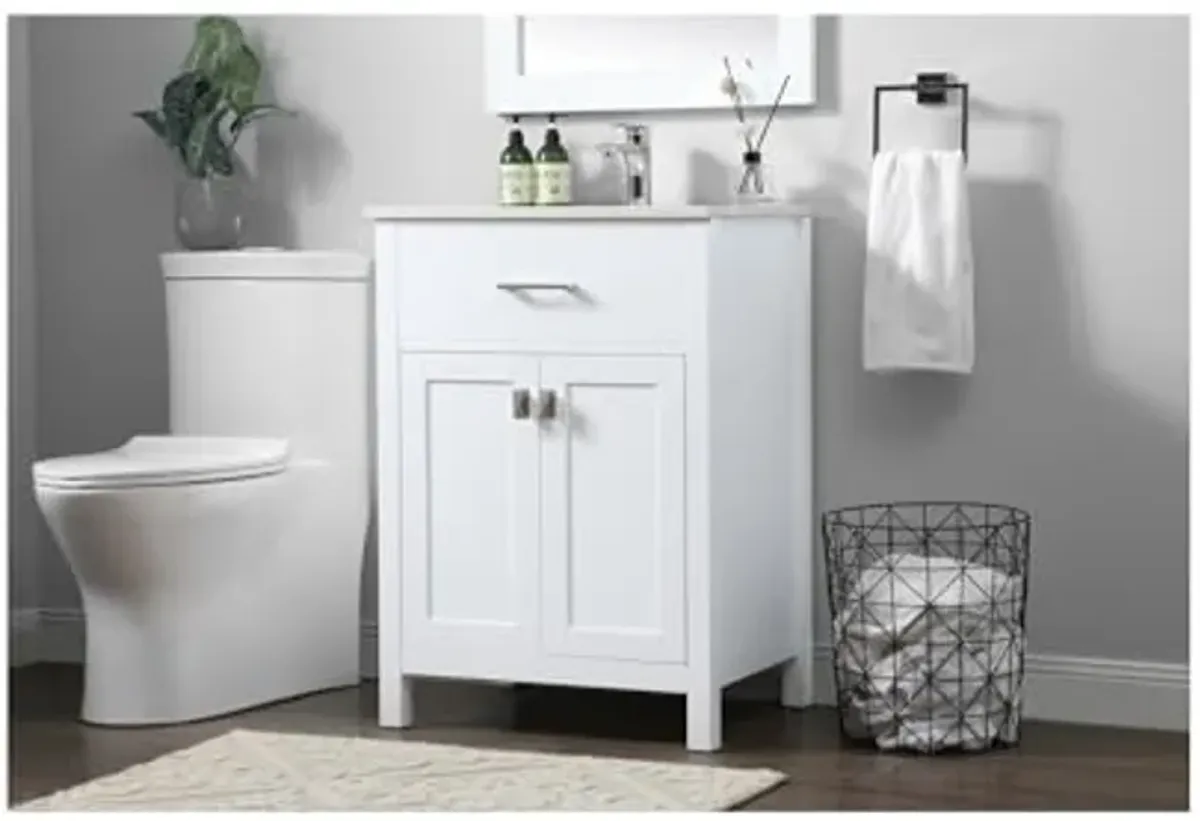 Elegant Lighting 24 Inch Single Bathroom Vanity in White