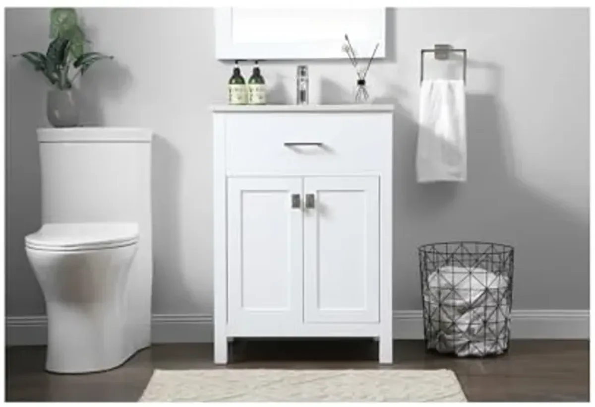 Elegant Lighting 24 Inch Single Bathroom Vanity in White