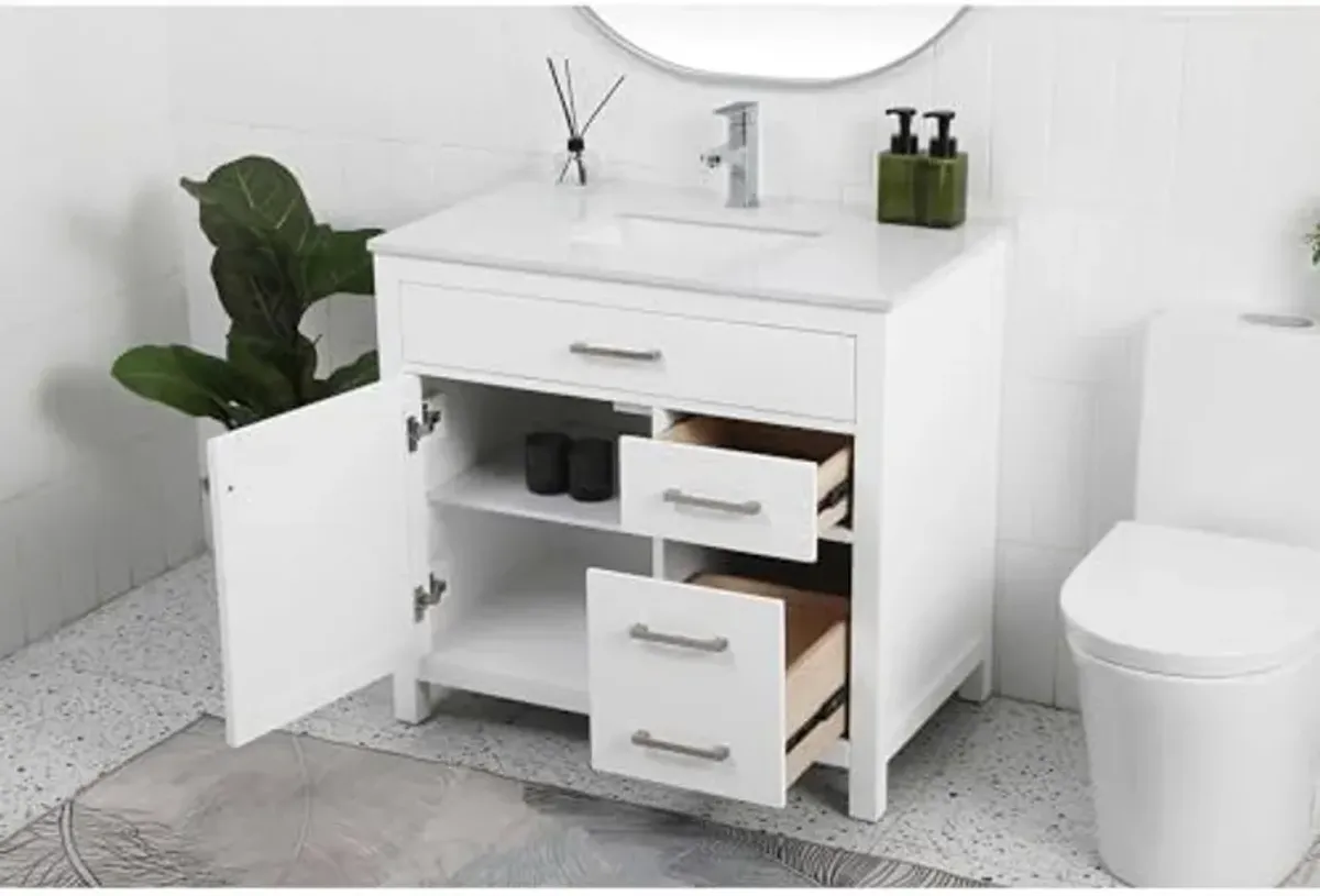 Elegant Lighting 36 Inch Single Bathroom Vanity in White