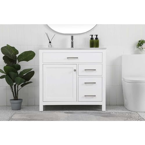 Elegant Lighting 36 Inch Single Bathroom Vanity in White