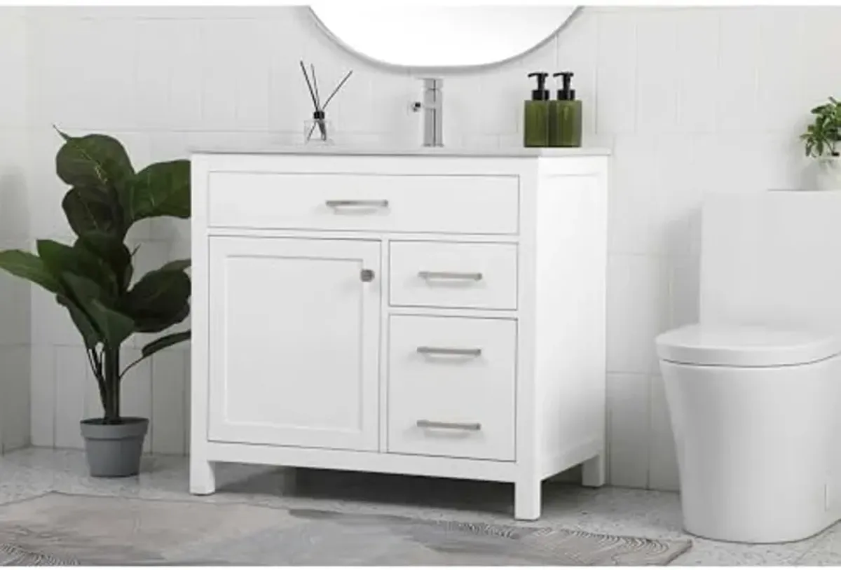 Elegant Lighting 36 Inch Single Bathroom Vanity in White