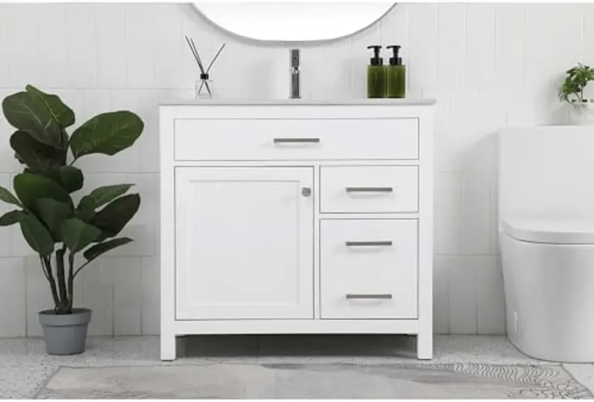 Elegant Lighting 36 Inch Single Bathroom Vanity in White