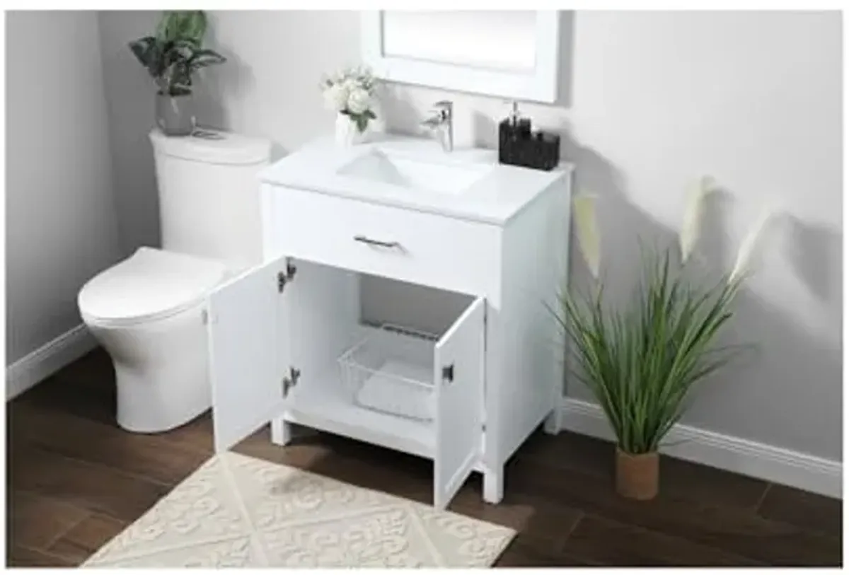 Elegant Lighting 30 Inch Single Bathroom Vanity in White