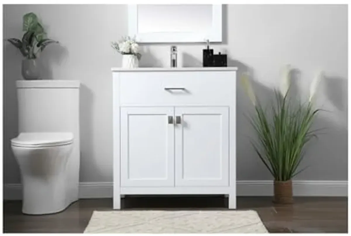 Elegant Lighting 30 Inch Single Bathroom Vanity in White