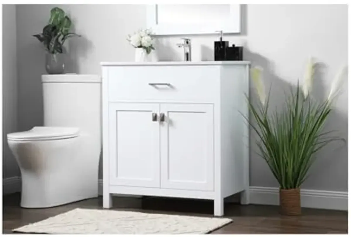 Elegant Lighting 30 Inch Single Bathroom Vanity in White