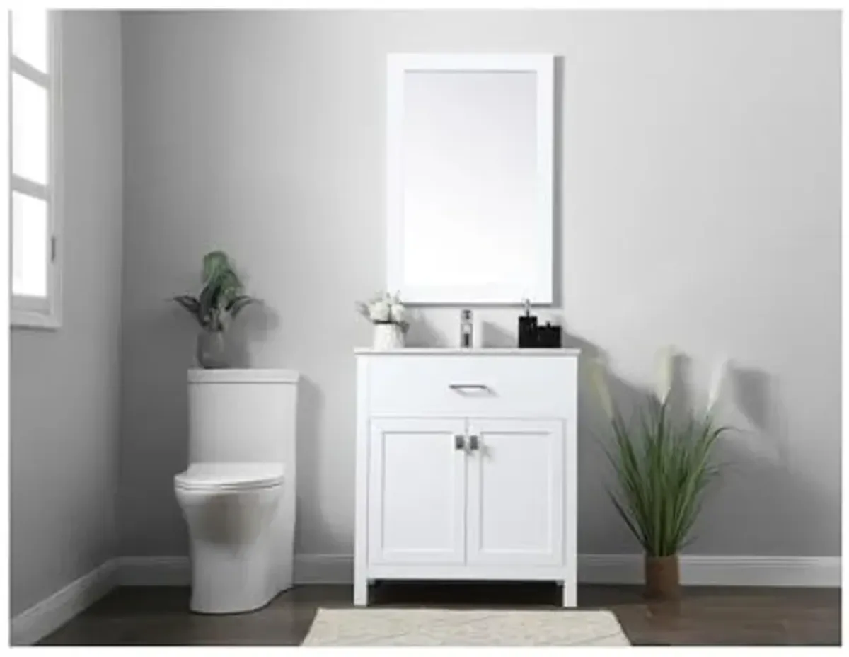 Elegant Lighting 30 Inch Single Bathroom Vanity in White