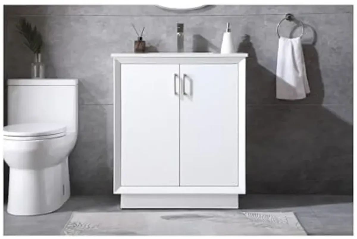 Elegant Lighting 30 Inch Single Bathroom Vanity in White