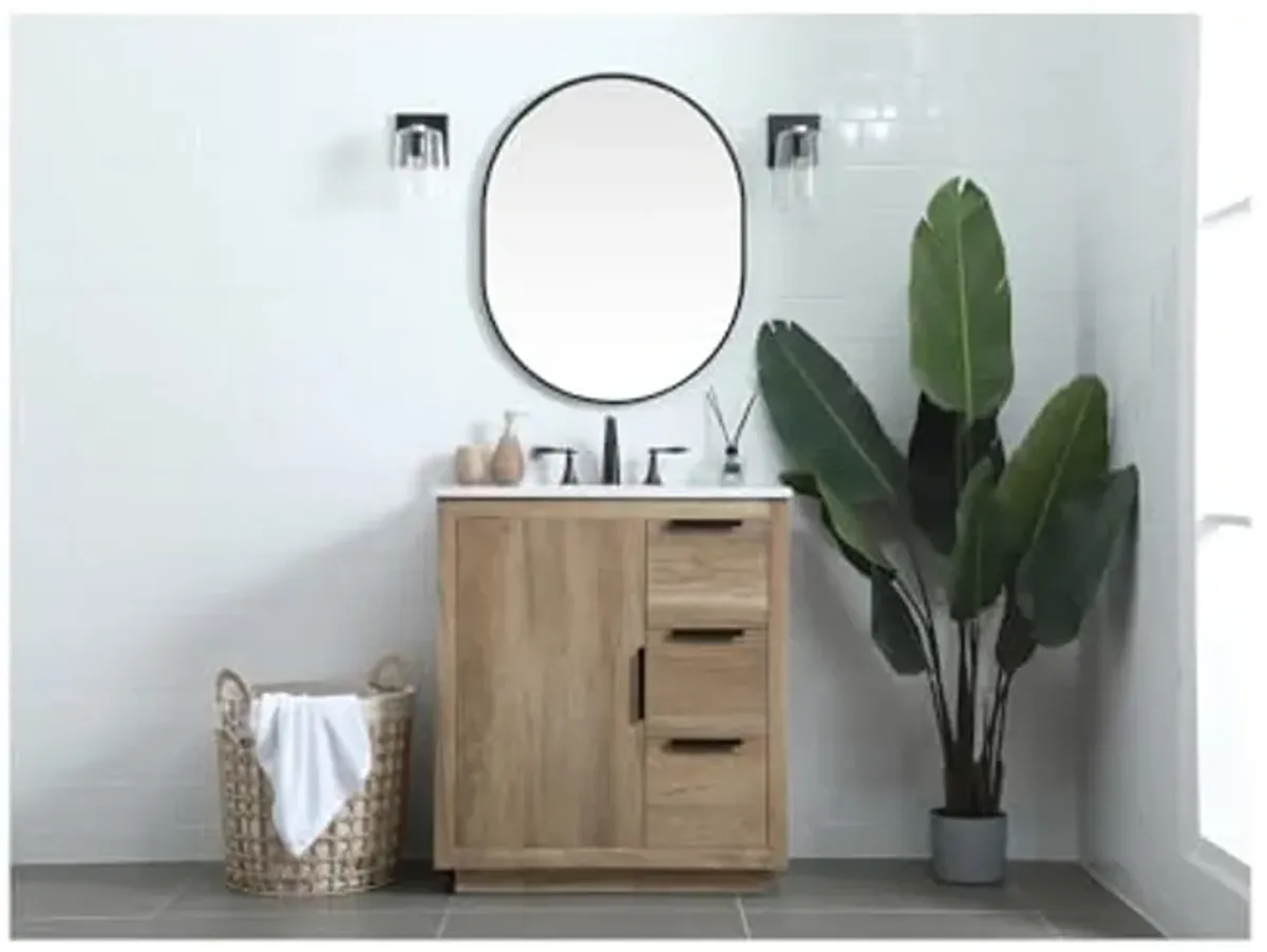 Elegant Lighting 30 Inch Single Bathroom Vanity in Natural Oak