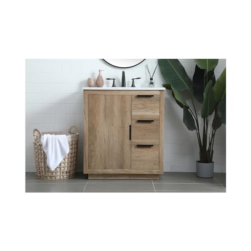 Elegant Lighting 30 Inch Single Bathroom Vanity in Natural Oak