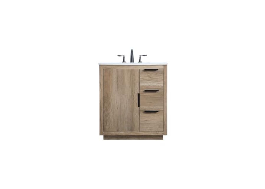 Elegant Lighting 30 Inch Single Bathroom Vanity in Natural Oak