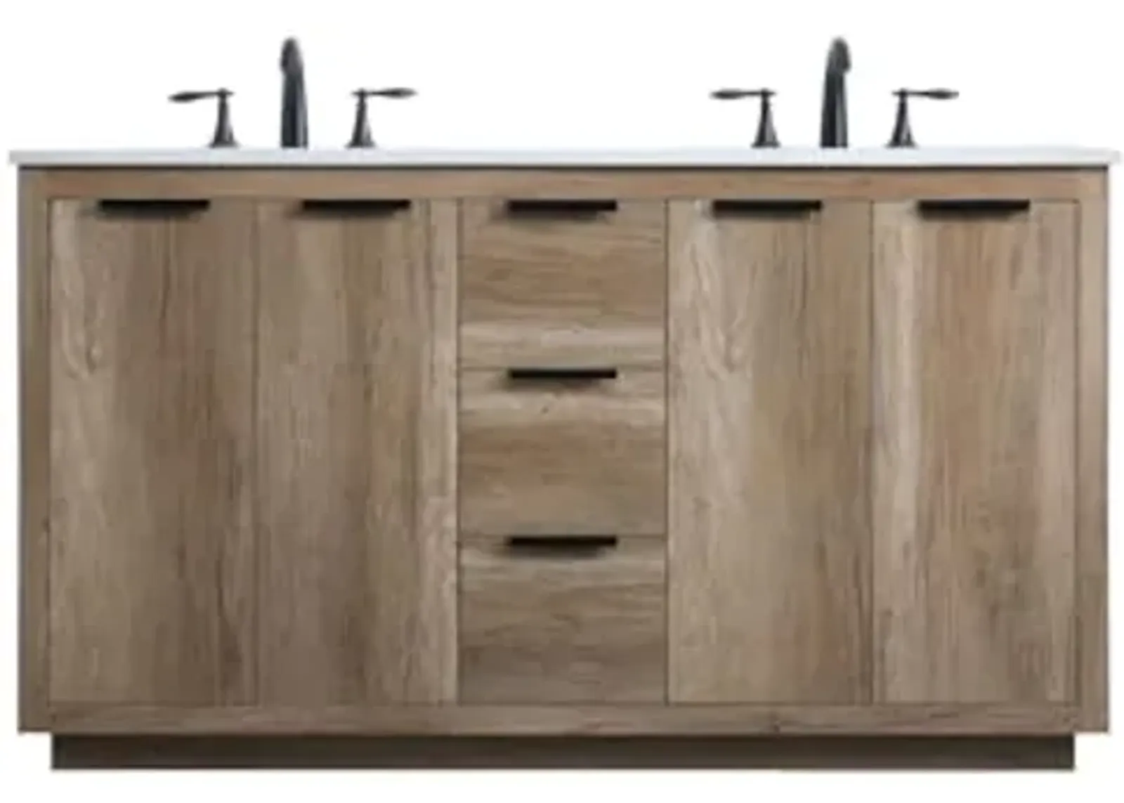 Elegant Lighting 60 Inch Double Bathroom Vanity in Natural Oak