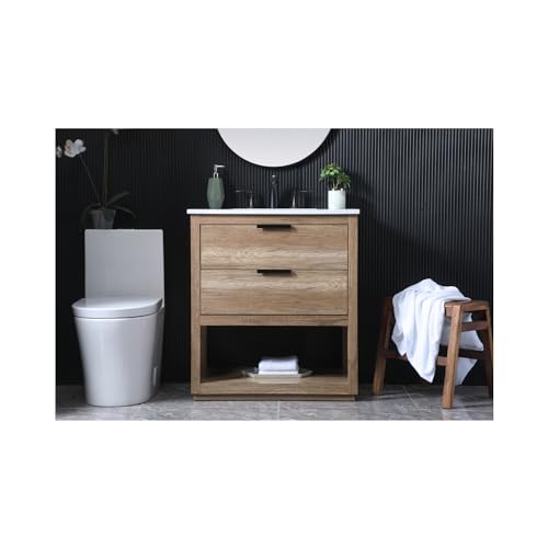 Elegant Lighting 30 Inch Single Bathroom Vanity in Natural Oak