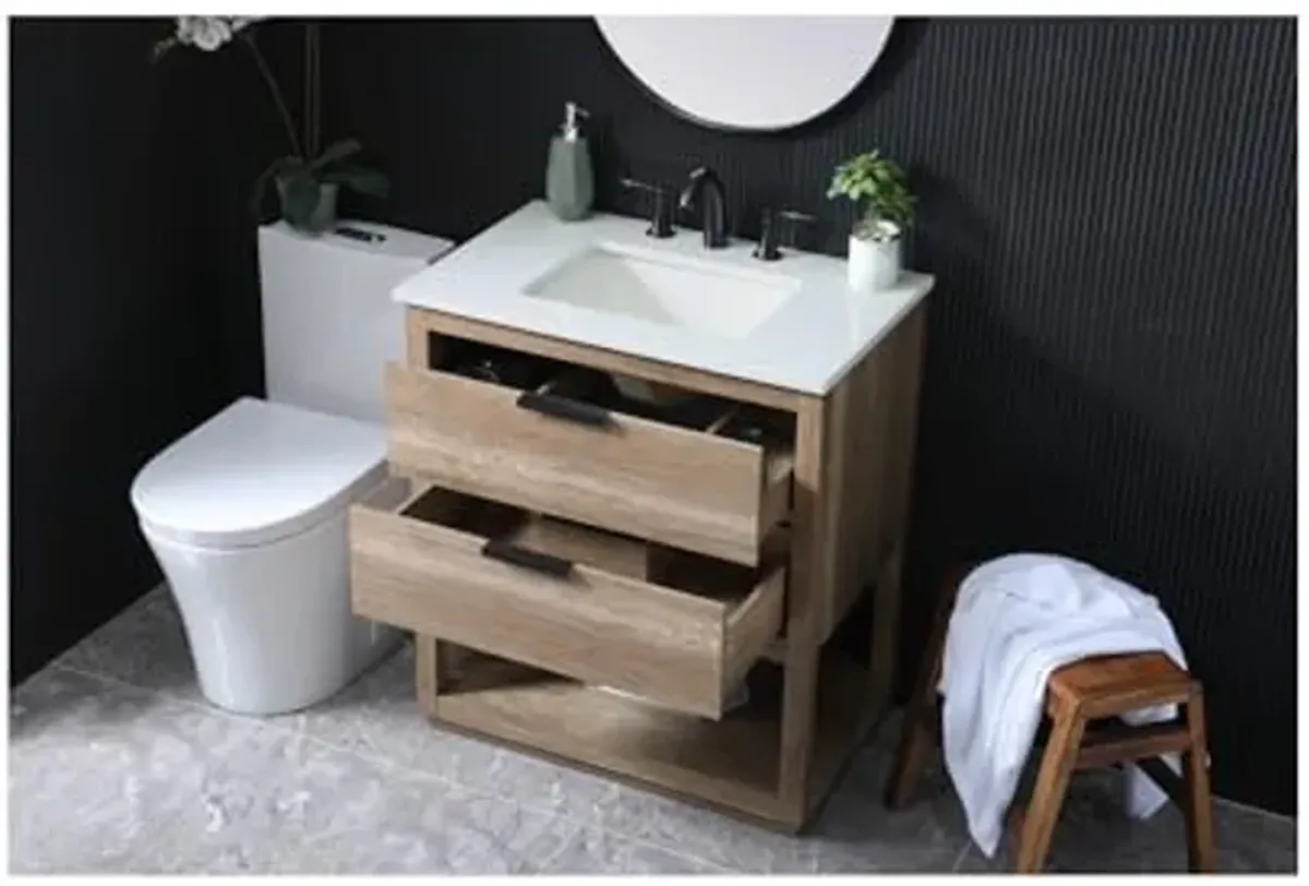 Elegant Lighting 30 Inch Single Bathroom Vanity in Natural Oak