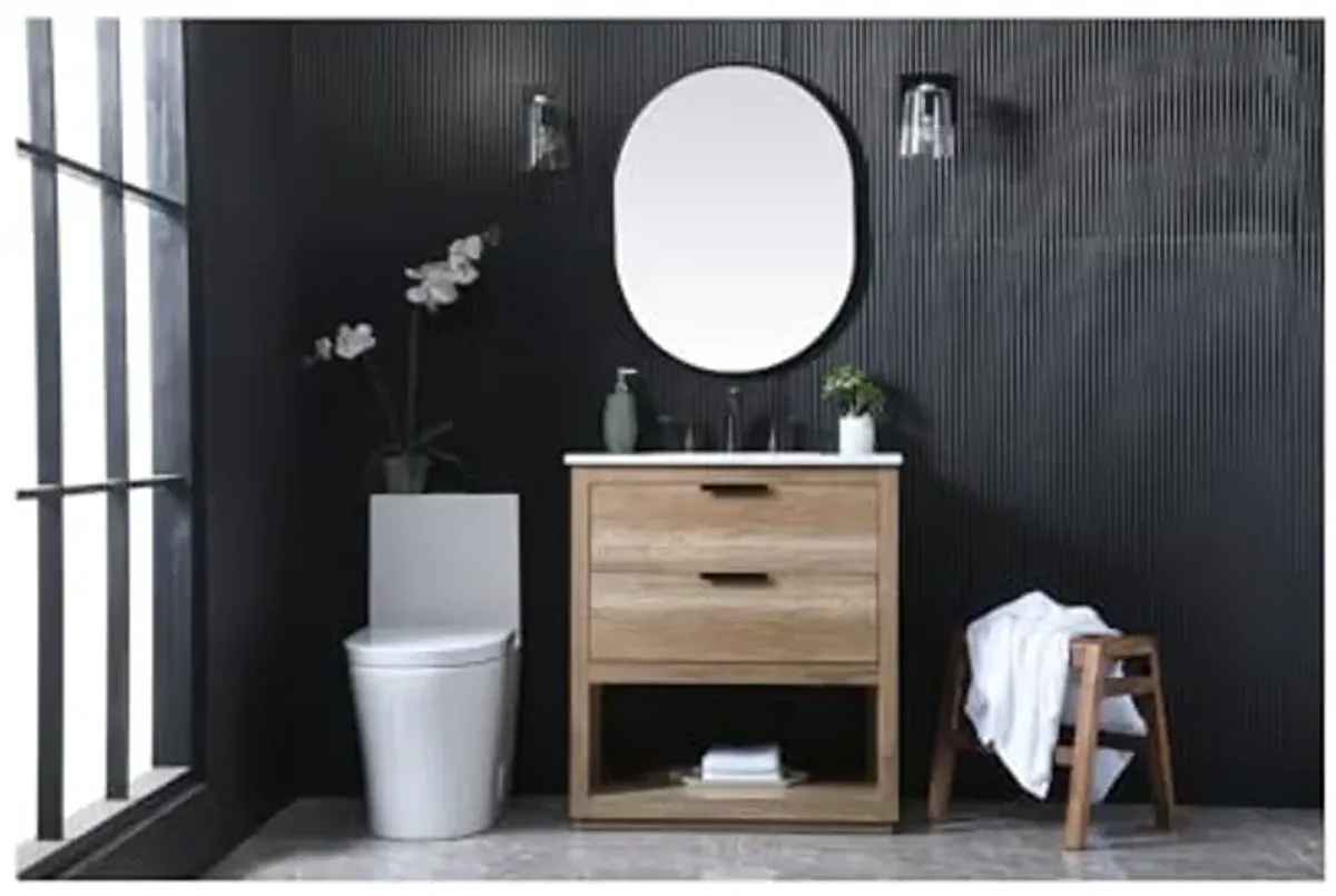 Elegant Lighting 30 Inch Single Bathroom Vanity in Natural Oak