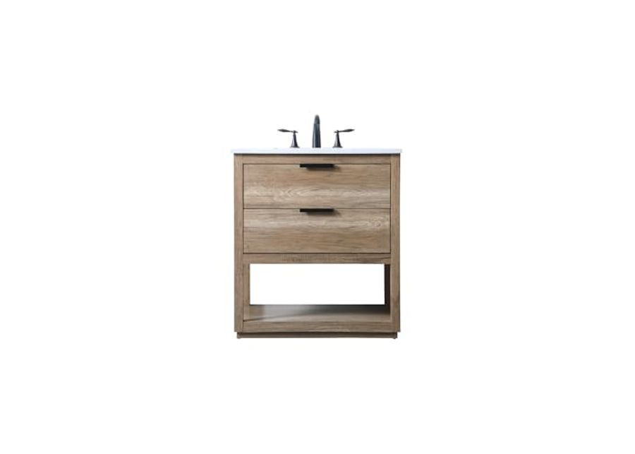 Elegant Lighting 30 Inch Single Bathroom Vanity in Natural Oak