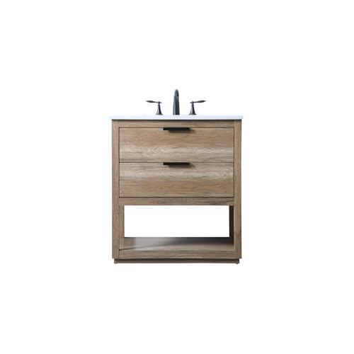 Elegant Lighting 30 Inch Single Bathroom Vanity in Natural Oak