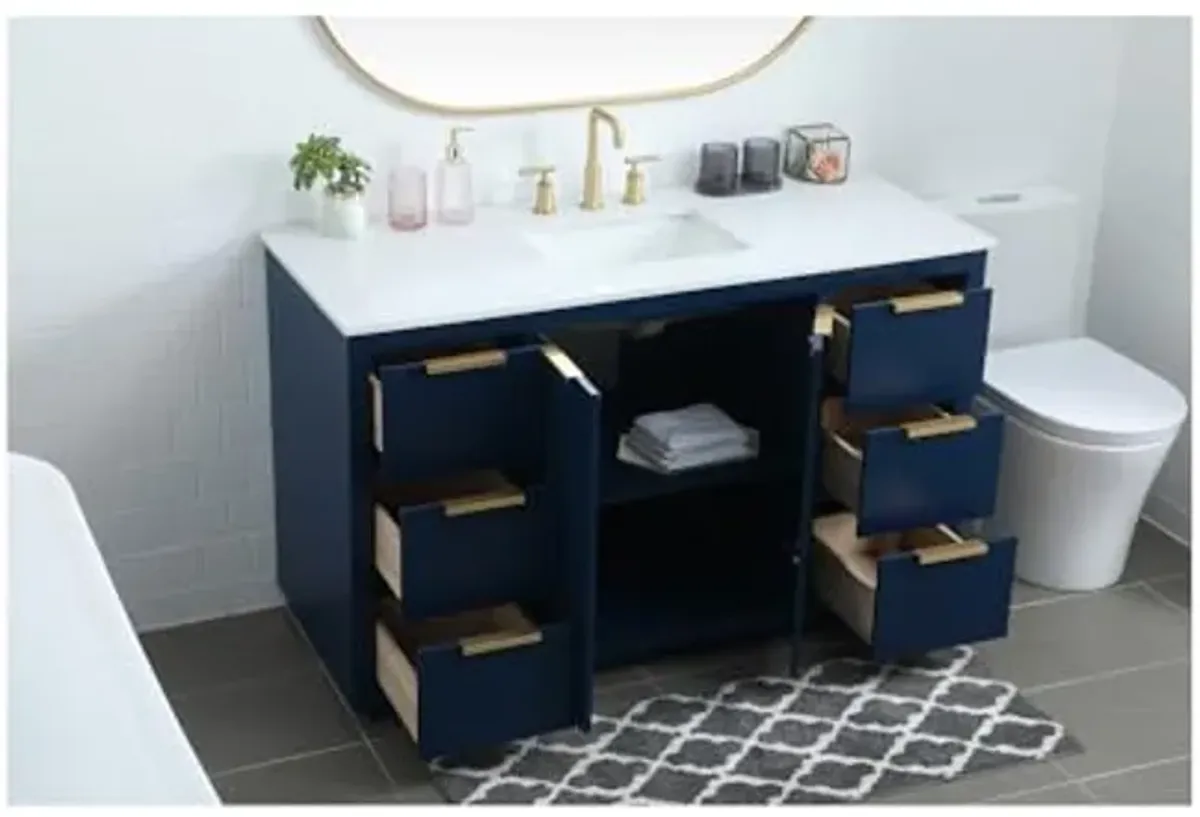 Elegant Lighting 54 Inch Single Bathroom Vanity in Blue