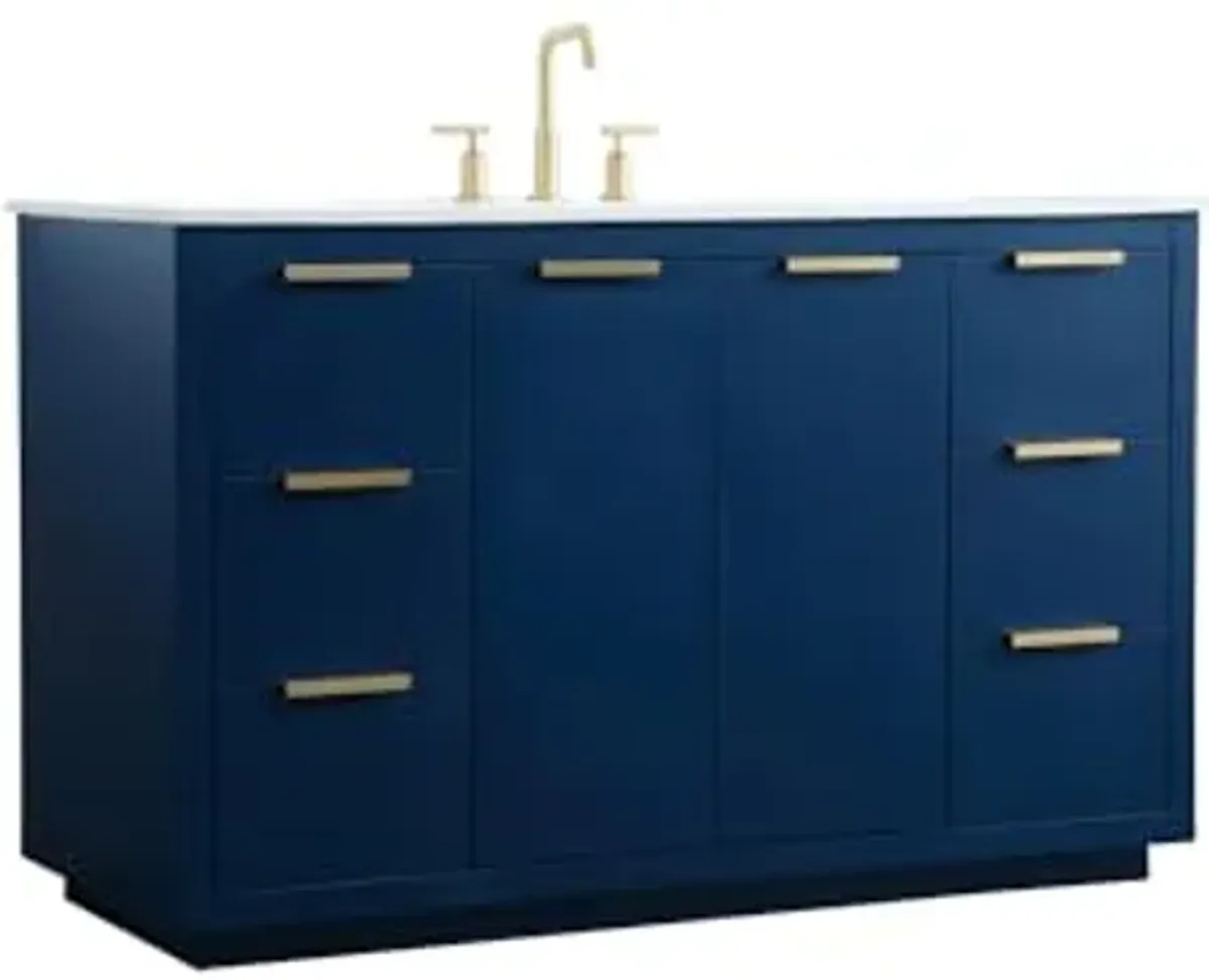 Elegant Lighting 54 Inch Single Bathroom Vanity in Blue