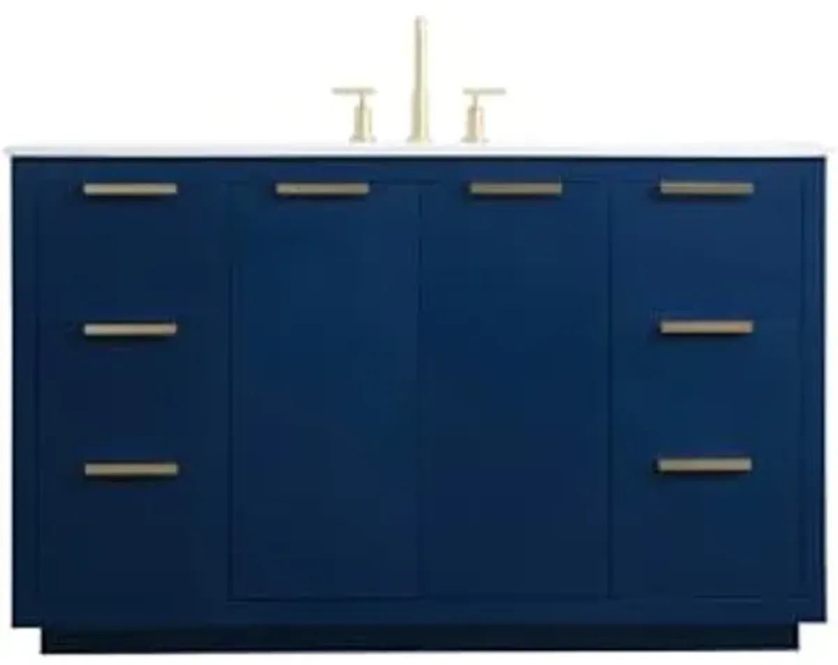 Elegant Lighting 54 Inch Single Bathroom Vanity in Blue