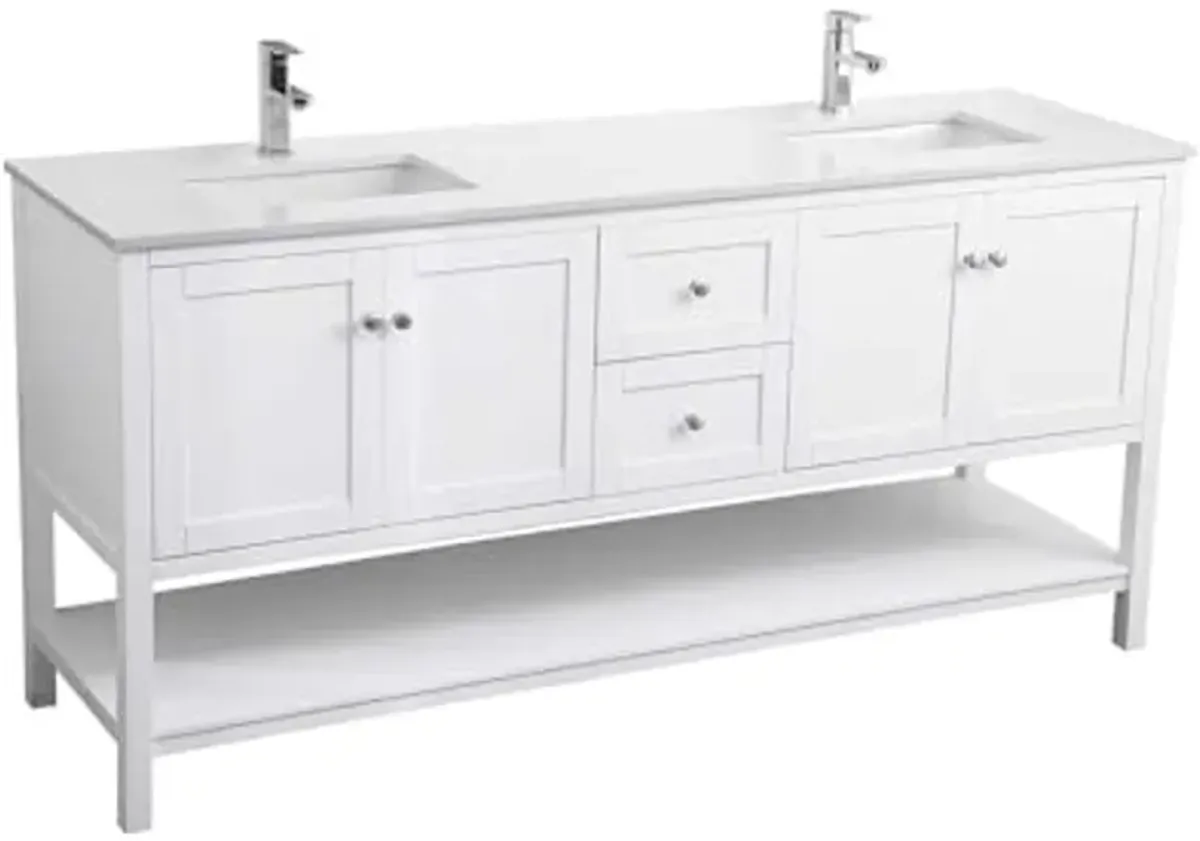 Elegant Lighting 72 Inch Double Bathroom Vanity in White