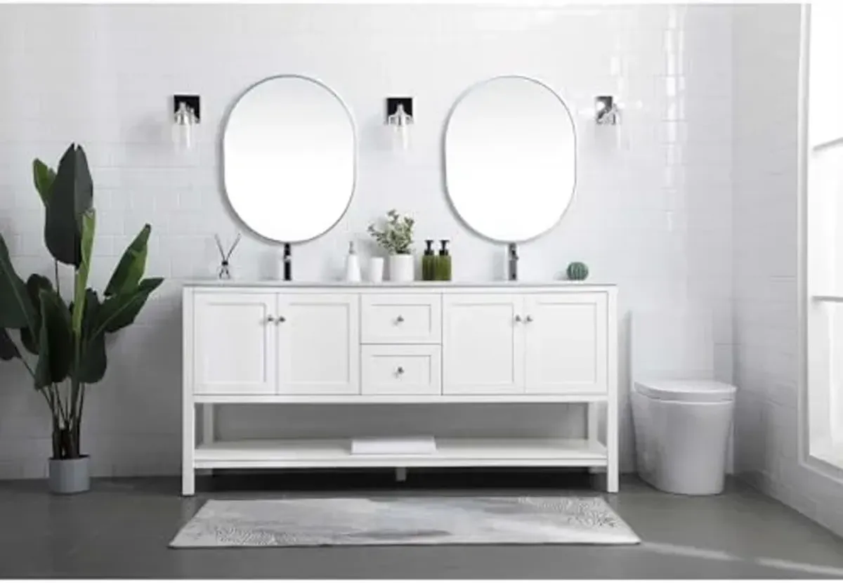 Elegant Lighting 72 Inch Double Bathroom Vanity in White