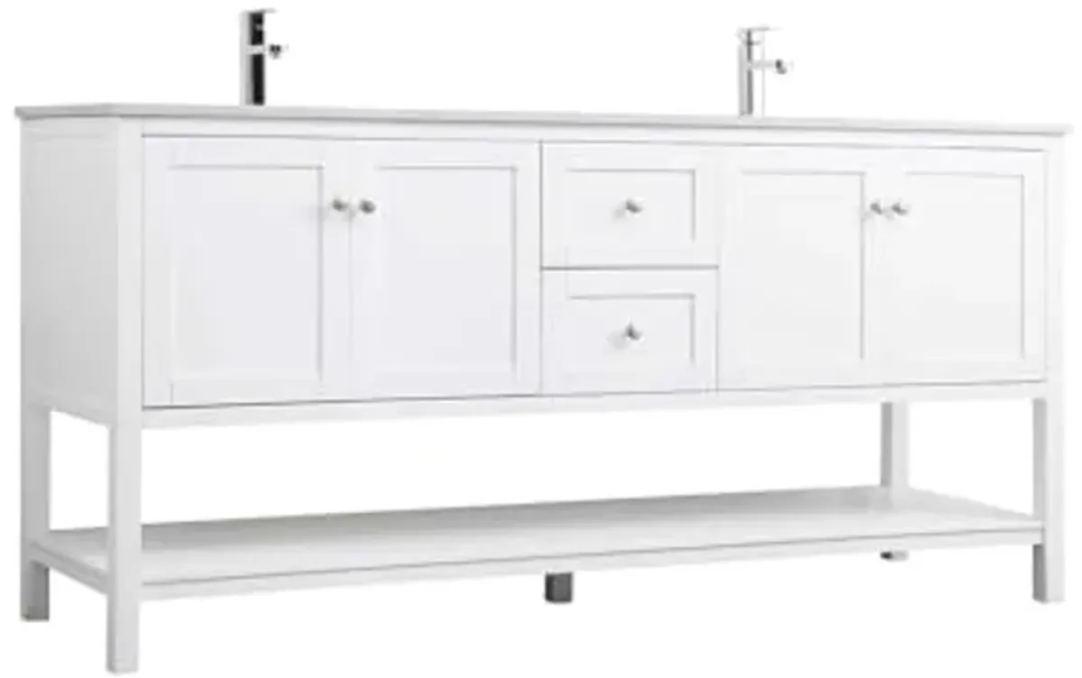 Elegant Lighting 72 Inch Double Bathroom Vanity in White