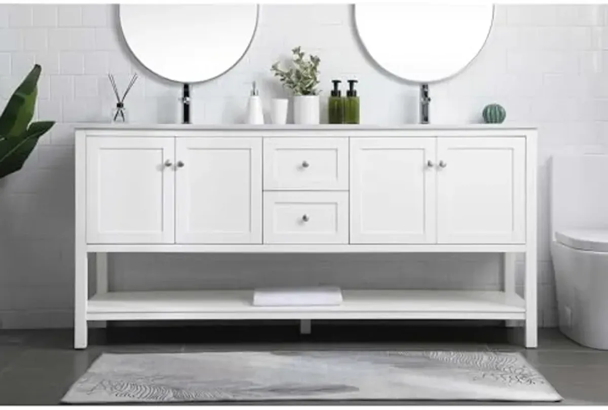 Elegant Lighting 72 Inch Double Bathroom Vanity in White