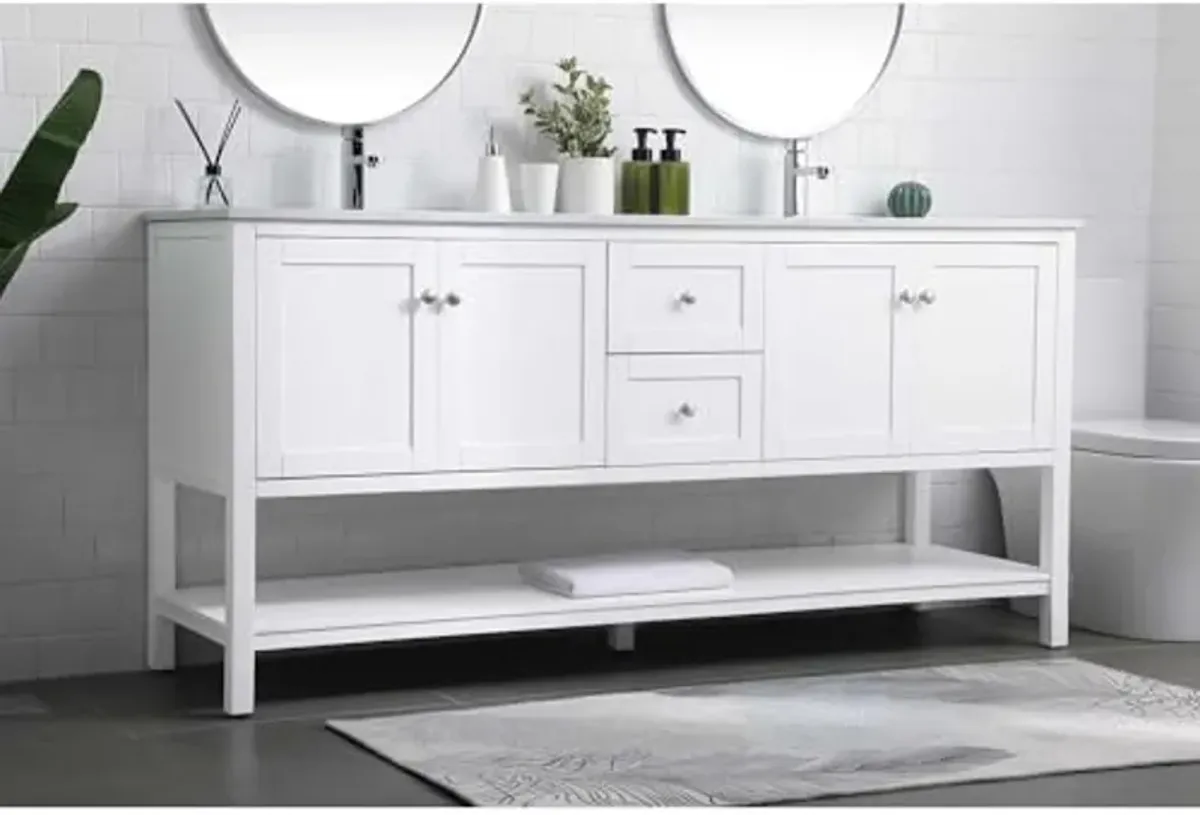 Elegant Lighting 72 Inch Double Bathroom Vanity in White