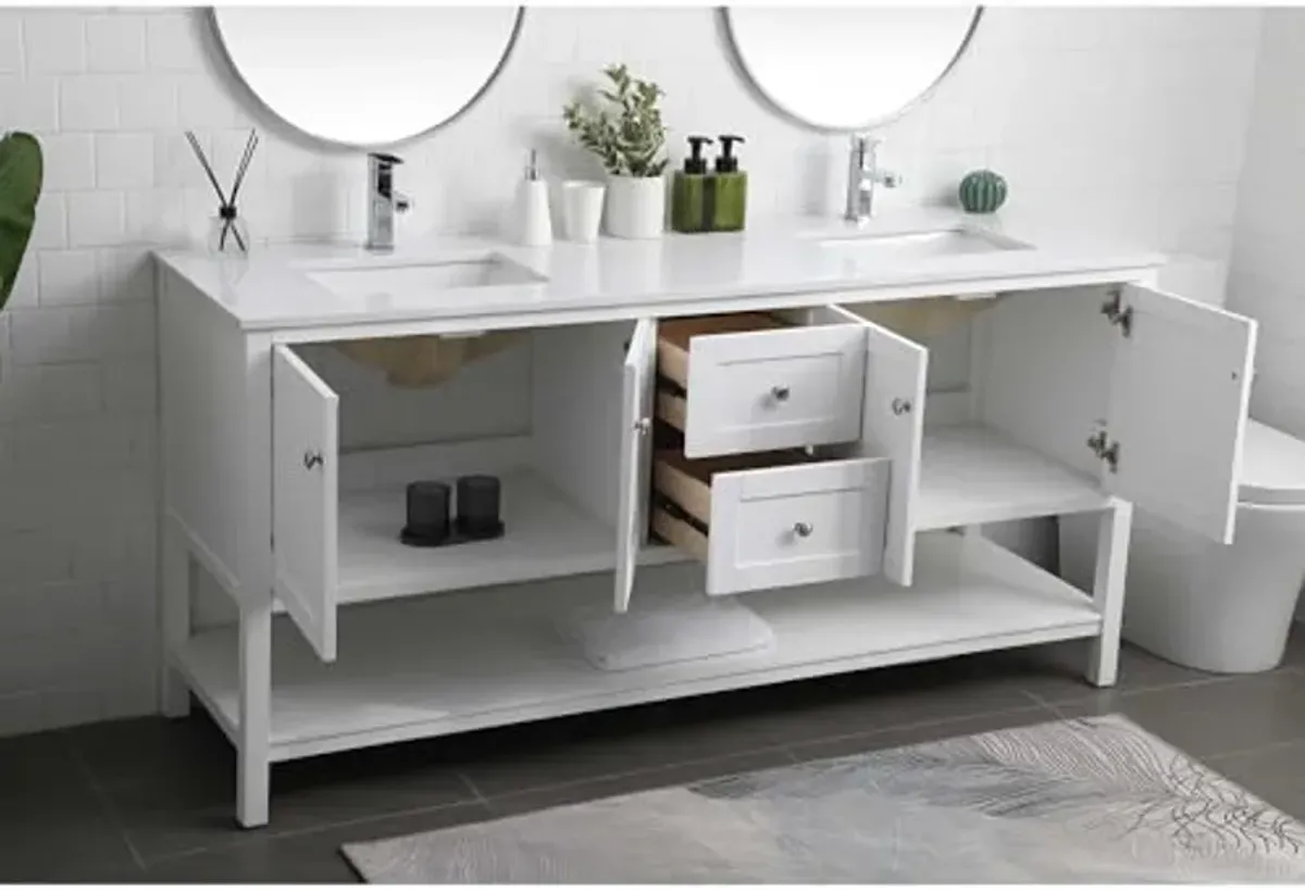 Elegant Lighting 72 Inch Double Bathroom Vanity in White