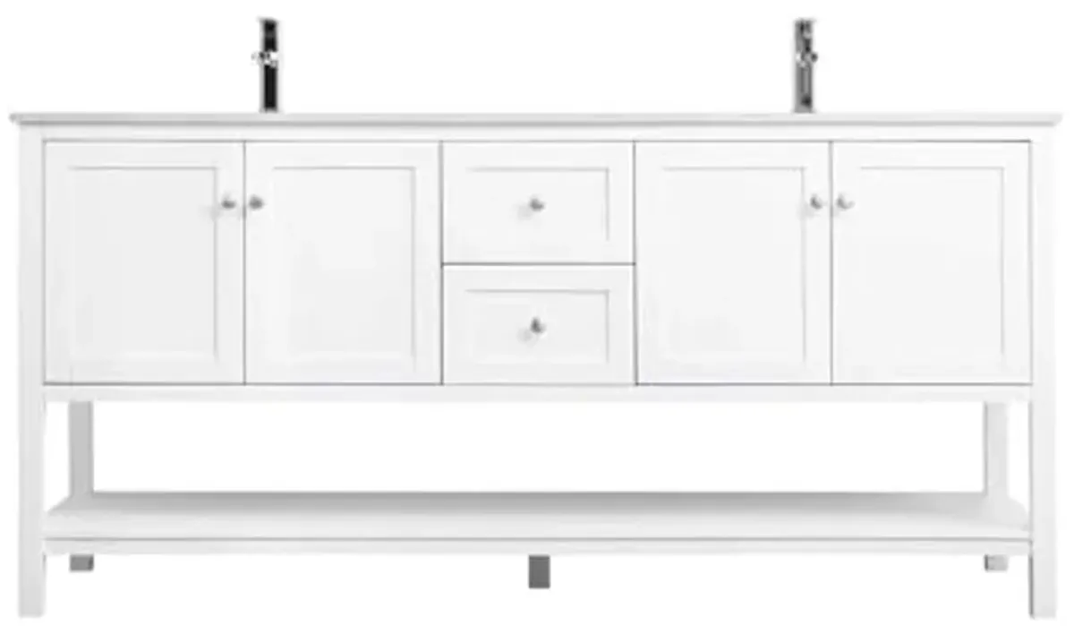 Elegant Lighting 72 Inch Double Bathroom Vanity in White