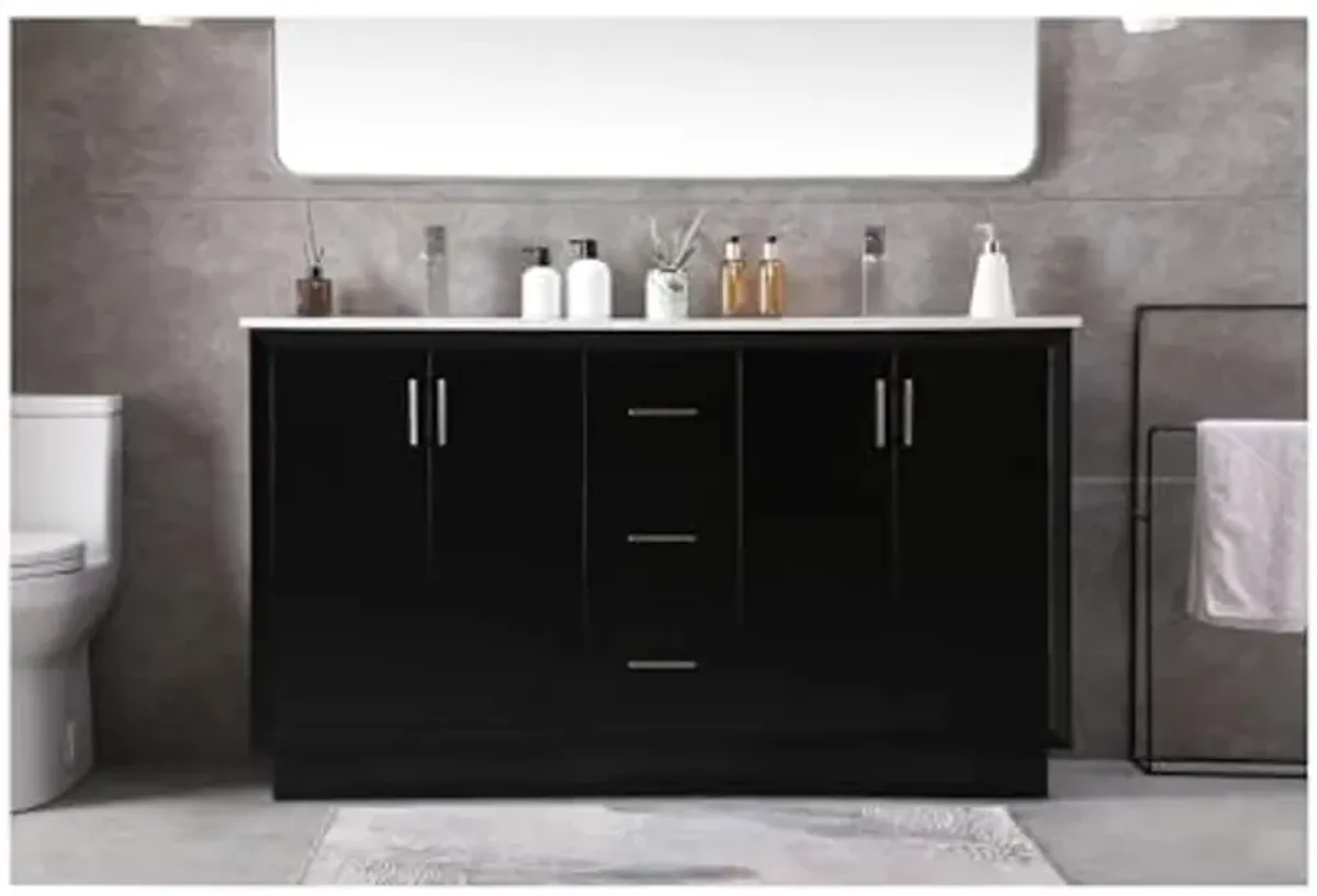 Elegant Lighting 60 Inch Double Bathroom Vanity in Black