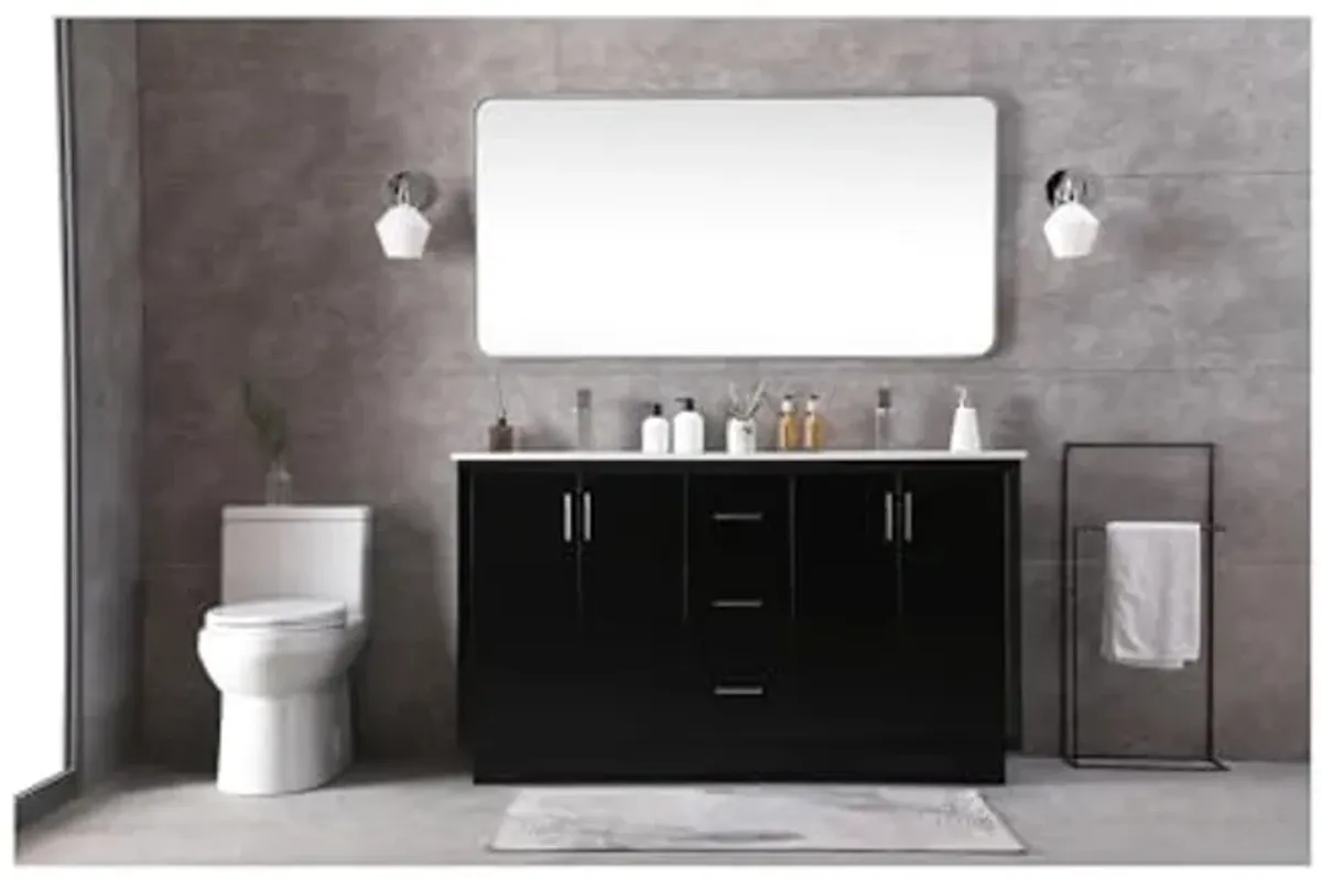 Elegant Lighting 60 Inch Double Bathroom Vanity in Black