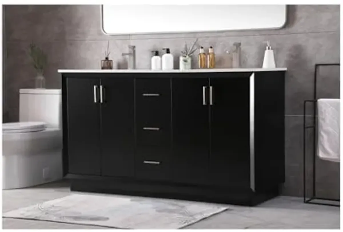 Elegant Lighting 60 Inch Double Bathroom Vanity in Black