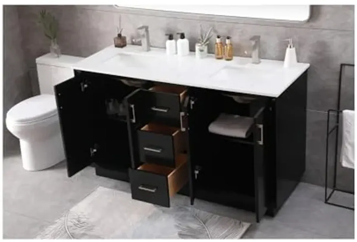 Elegant Lighting 60 Inch Double Bathroom Vanity in Black