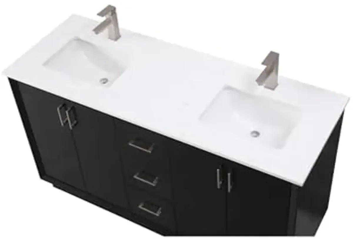 Elegant Lighting 60 Inch Double Bathroom Vanity in Black