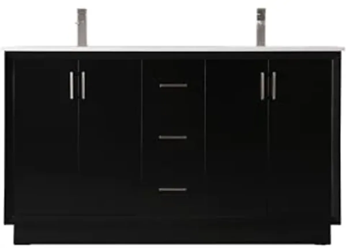 Elegant Lighting 60 Inch Double Bathroom Vanity in Black