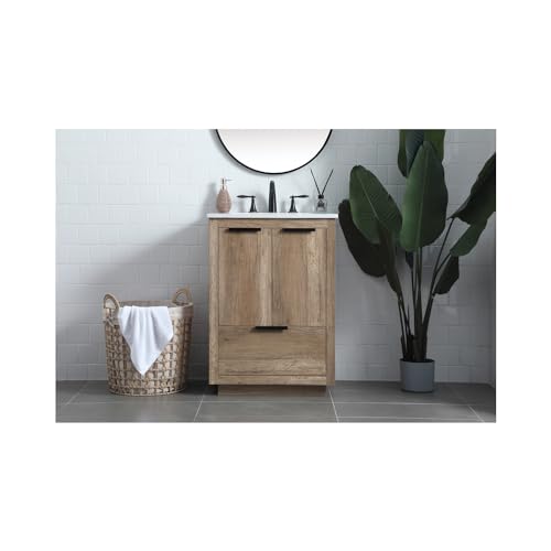 Elegant Lighting 24 Inch Single Bathroom Vanity in Natural Oak