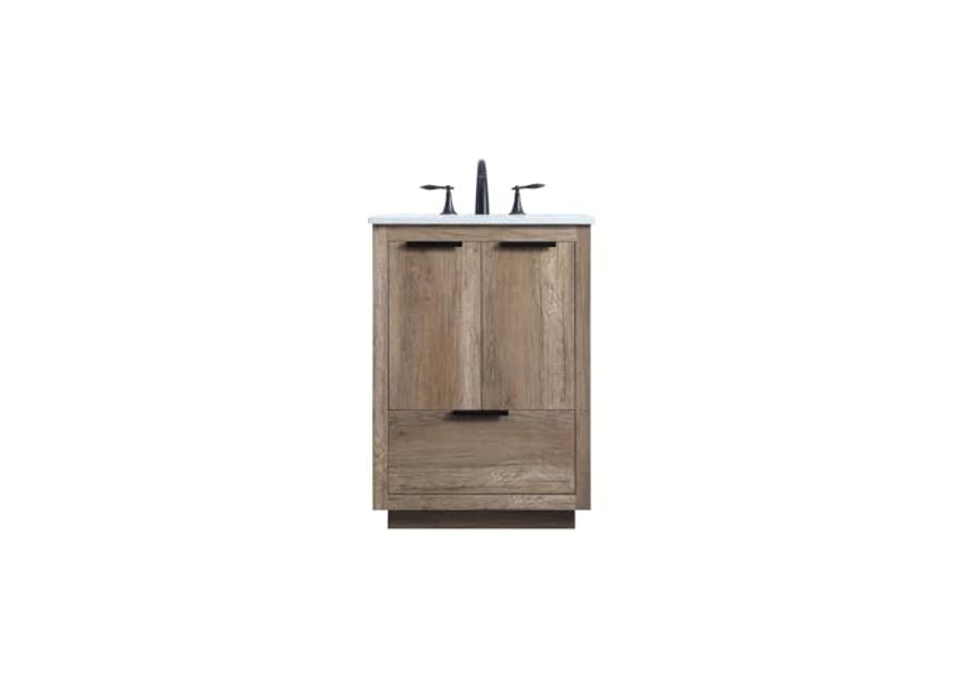 Elegant Lighting 24 Inch Single Bathroom Vanity in Natural Oak