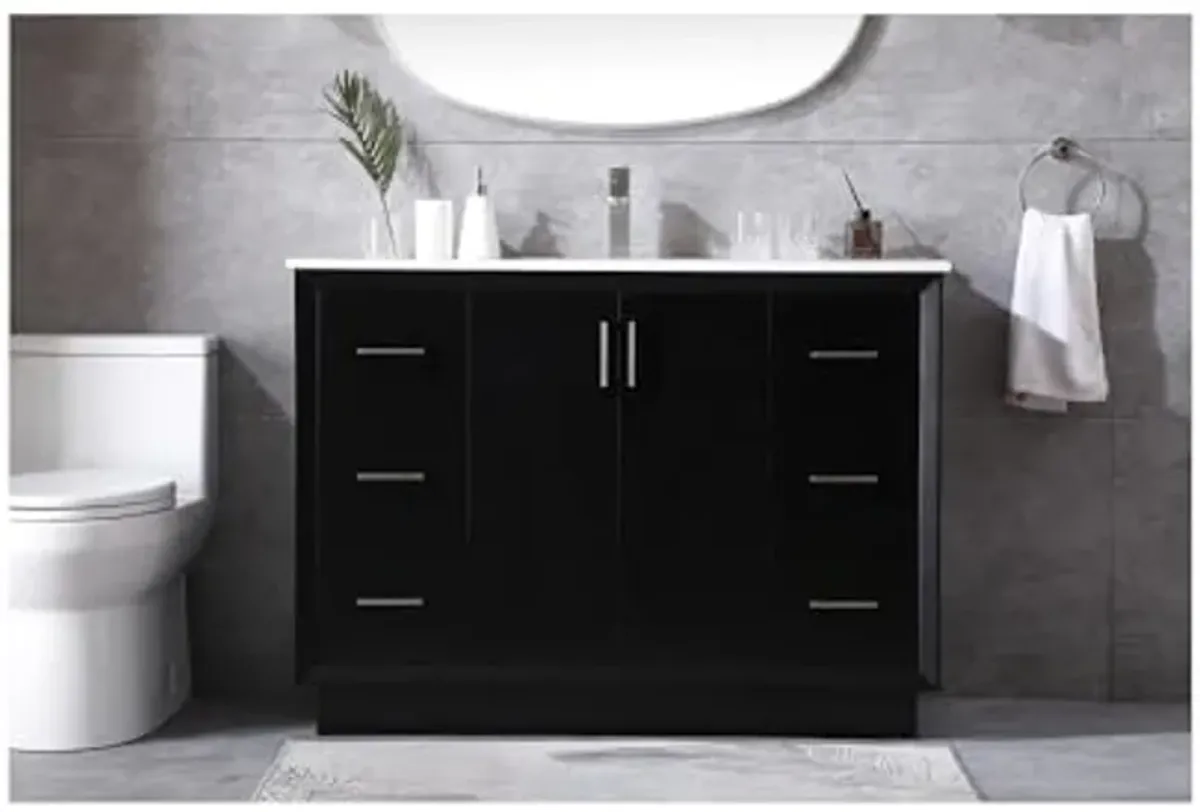 Elegant Lighting 48 Inch Single Bathroom Vanity in Black