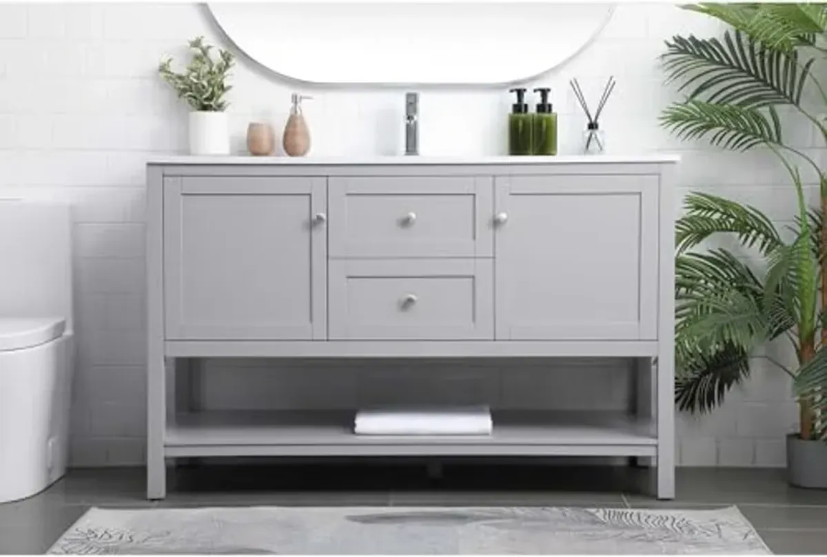 Elegant Lighting 54 Inch Single Bathroom Vanity in Grey