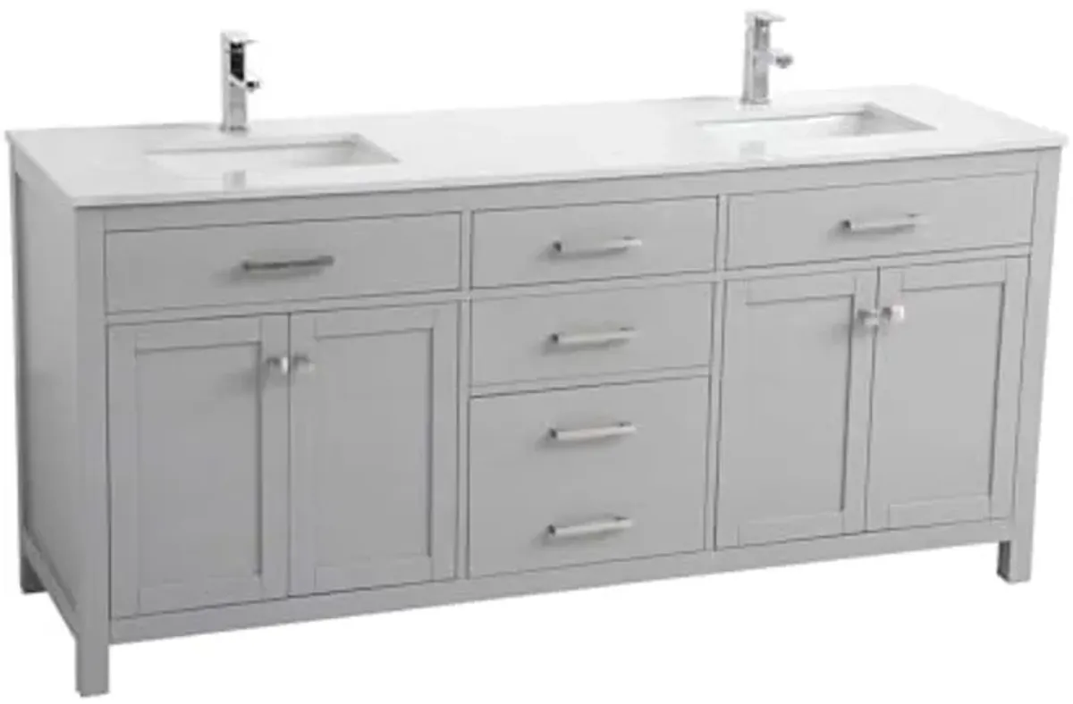 Elegant Lighting 72 Inch Double Bathroom Vanity in Grey