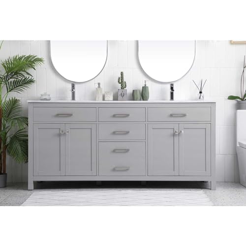 Elegant Lighting 72 Inch Double Bathroom Vanity in Grey