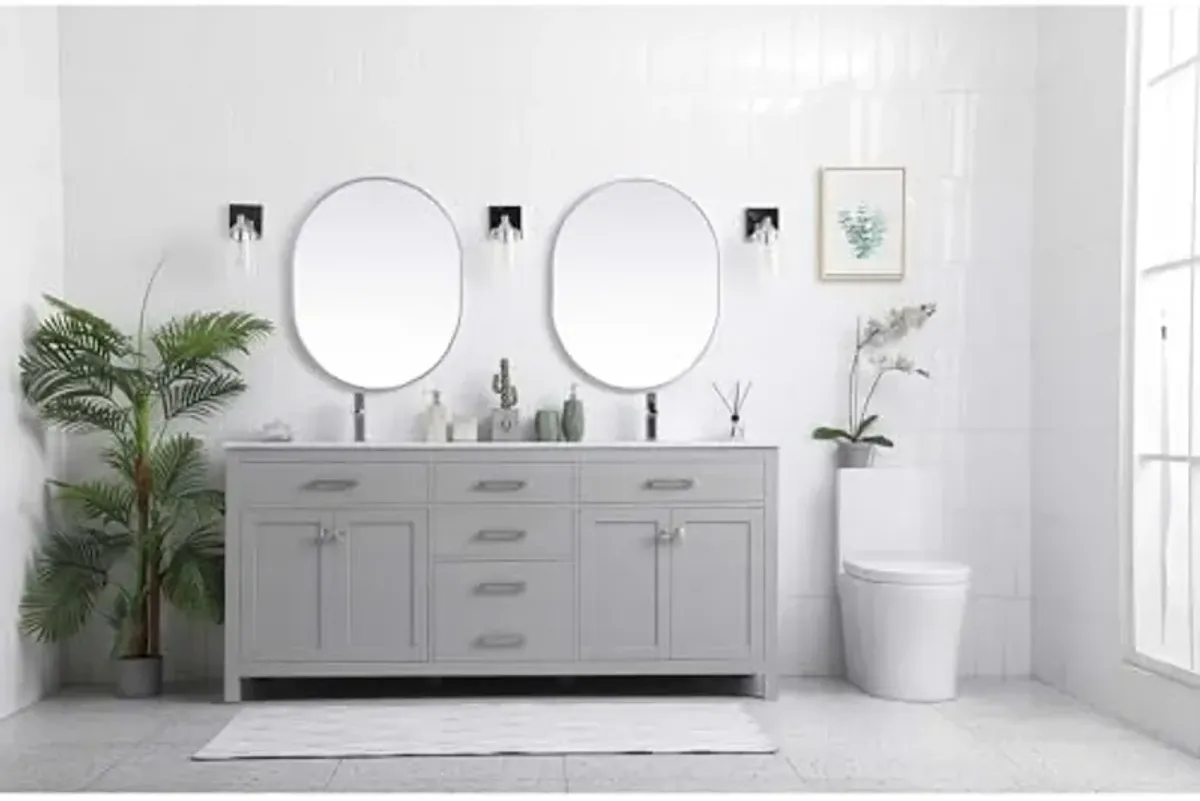 Elegant Lighting 72 Inch Double Bathroom Vanity in Grey