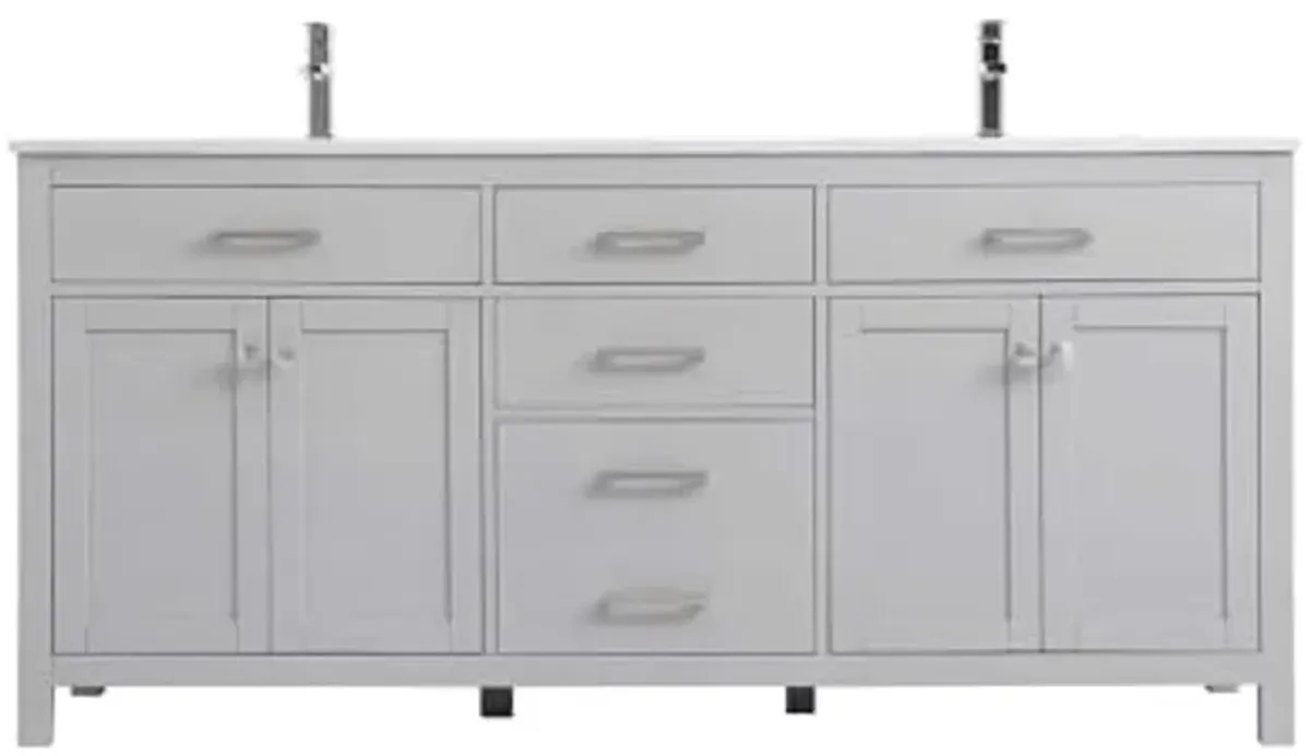 Elegant Lighting 72 Inch Double Bathroom Vanity in Grey