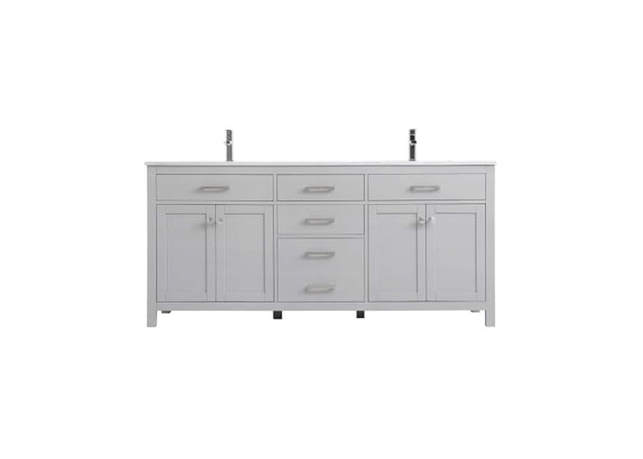 Elegant Lighting 72 Inch Double Bathroom Vanity in Grey