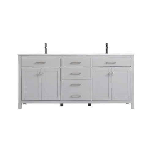 Elegant Lighting 72 Inch Double Bathroom Vanity in Grey