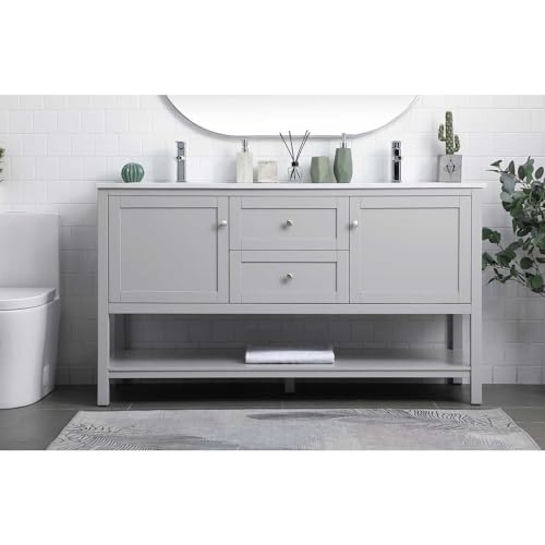 Elegant Lighting 60 Inch Double Bathroom Vanity in Grey