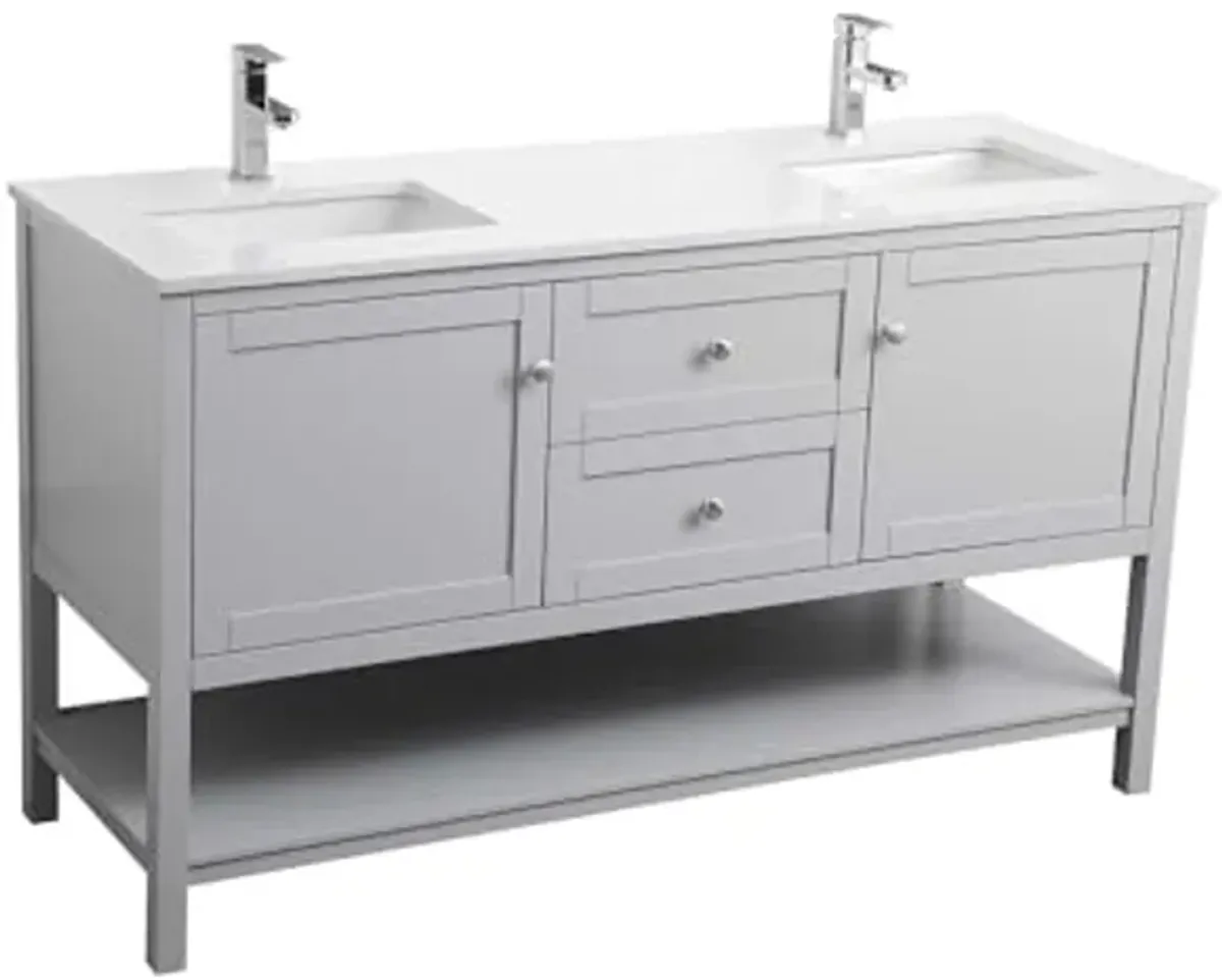 Elegant Lighting 60 Inch Double Bathroom Vanity in Grey